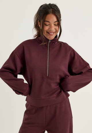 High Collar Half Zip Sweater Purple