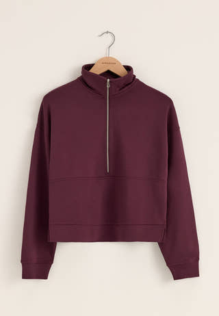 High Collar Half Zip Sweater Purple