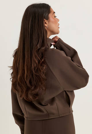 Bubble-hem Bomber Jacket Brown