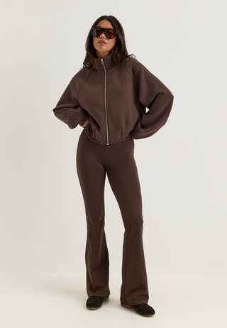 Bubble-hem Bomber Jacket Brown