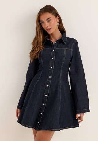 Denim Mini Dress Blue