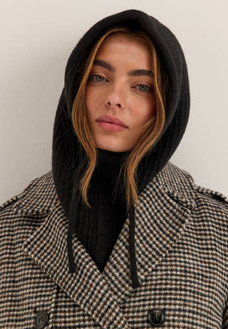 Wool Blend Knitted Balaclava Black