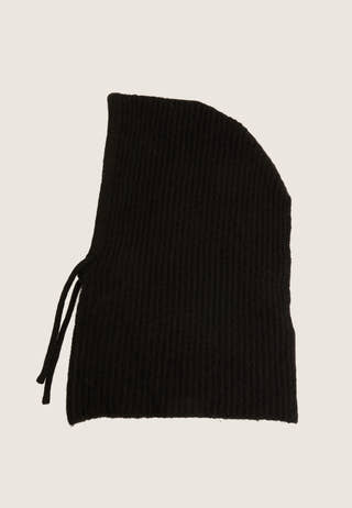 Wool Blend Knitted Balaclava Black