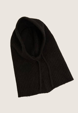 Wool Blend Knitted Balaclava Black