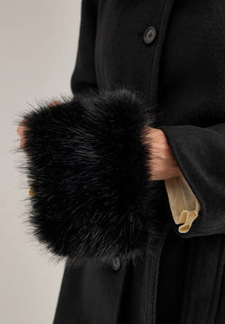 Hooded Wool Blend Coat Black