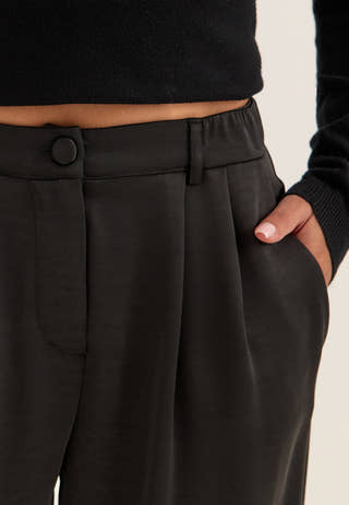 Satin Trousers Black