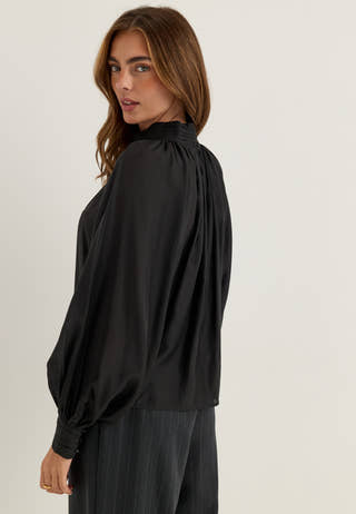 Sheer Flowy Blouse Black