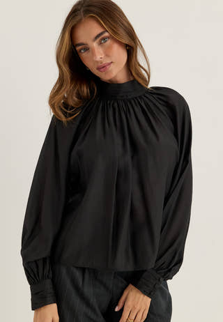 Sheer Flowy Blouse Black