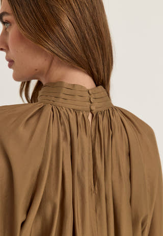 Sheer Flowy Blouse Brown