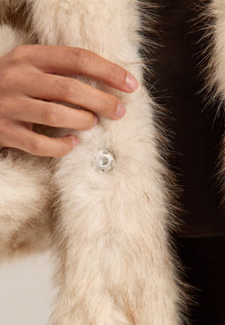 Short Peplum Faux Fur Coat White