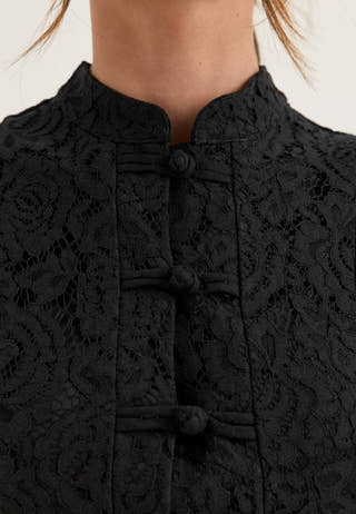 Frill Lace Dress Black