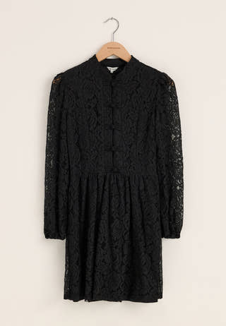 Frill Lace Dress Black