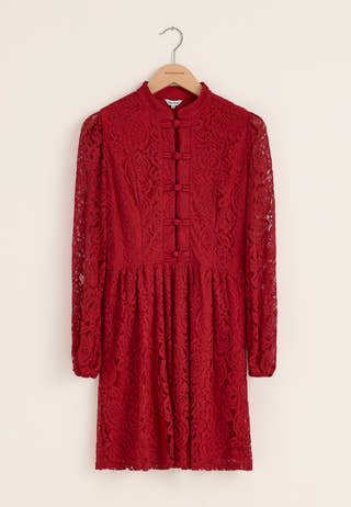 Frill Lace Dress Red