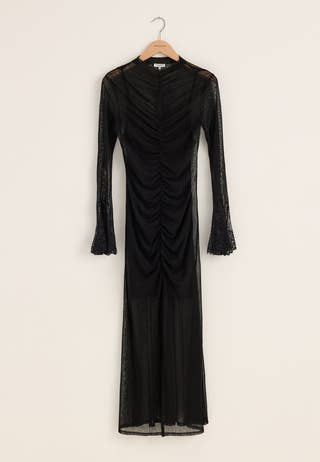 Lace Sleeve Ankle Dress Black