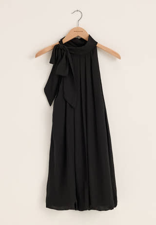 Balloon Tie Dress Black