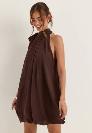 Balloon Tie Dress Purple