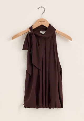 High Collar Tie Blouse Purple