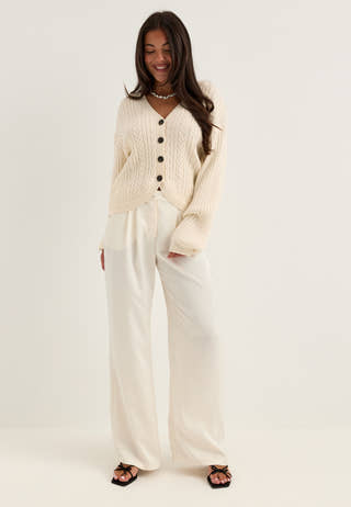 Cable Knit Cardigan White