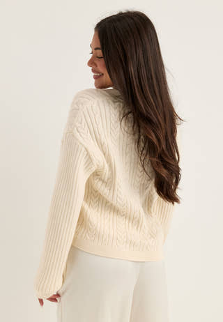 Cable Knit Cardigan White