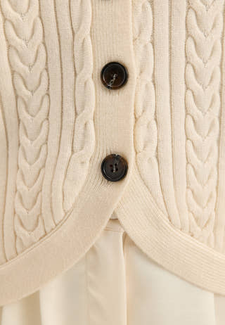 Cable Knit Cardigan White