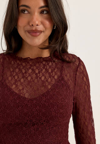 Lace Mini Dress Red