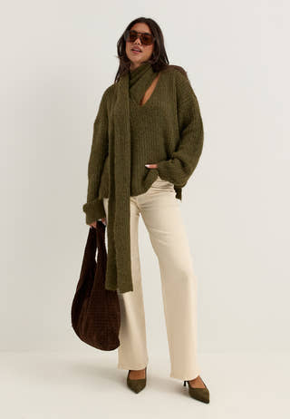 Knitted Scarf Sweater Green