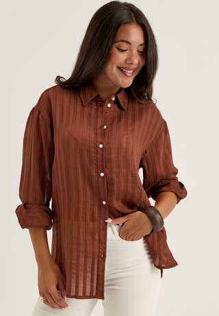 Slftoran Oversized Ls Striped Shirt Striped