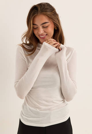 Long Sleeve Modal Top White