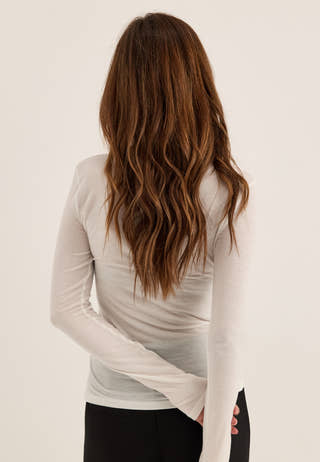 Long Sleeve Modal Top White