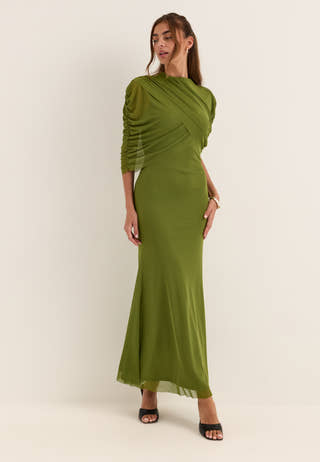 Vmrosetta 2/4 MESH MAXI DRESS Green