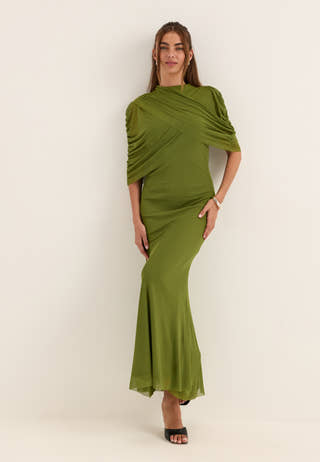 Vmrosetta 2/4 MESH MAXI DRESS Green