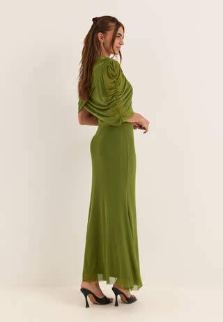 Vmrosetta 2/4 MESH MAXI DRESS Green