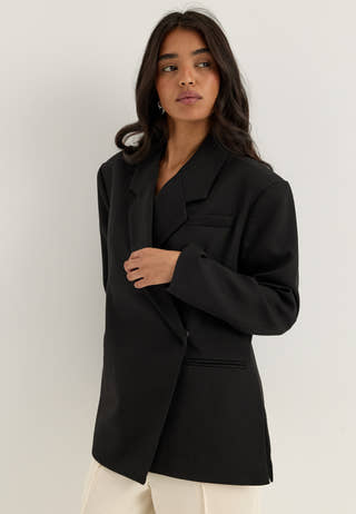 Vmelma Ls Oversized Slit Blazer Black