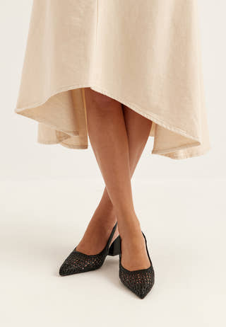Biamaralyn Slingback Weaved Faux Leather