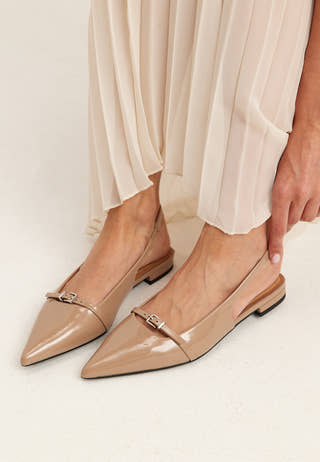 Biabari Pointy Flat Slingback Faux Leather