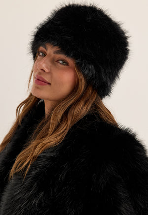 Faux Fur Hat Black