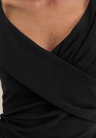 Off Shoulder Pleat Gown Black