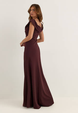 Off Shoulder Pleat Gown Purple