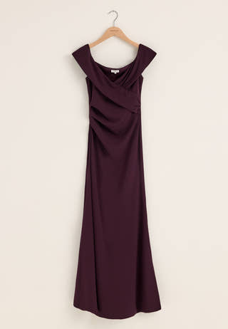 Off Shoulder Pleat Gown Purple