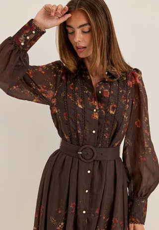 Yasromantica Ls Long Dress Brown