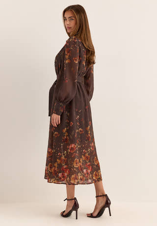 Yasromantica Ls Long Dress Brown