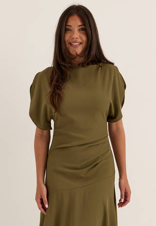 Rounded Sleeve Maxi Dress Green