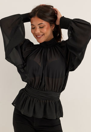Draped Blouse Black