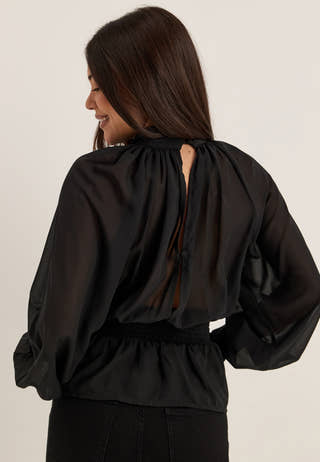 Draped Blouse Black