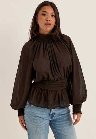 Draped Blouse Brown