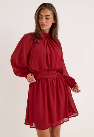 Draped Dress Red
