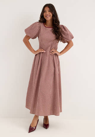 Contrast Gingham Dress Patterned