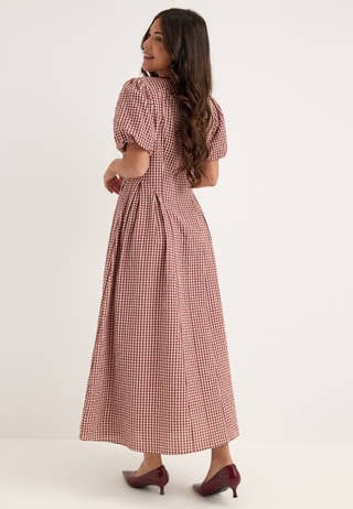 Contrast Gingham Dress Patterned