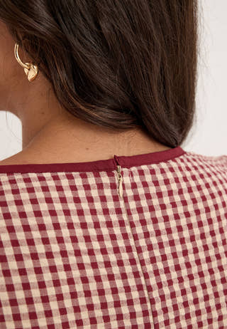 Contrast Gingham Dress Patterned