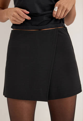 Jersey Wrap Skort Black